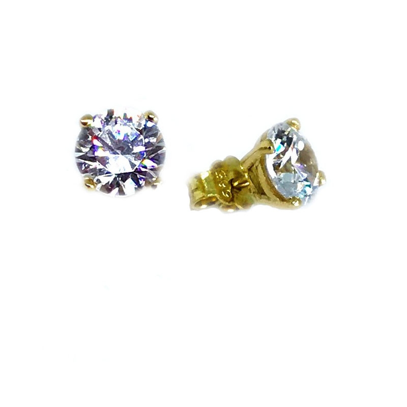 Yellow Gold One Stone Stud Earrings tezoro.gr