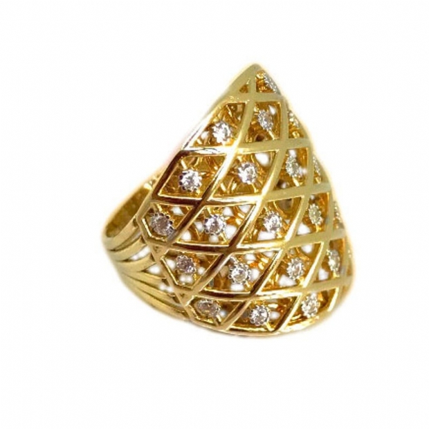 Κίτρινο χρυσό δαχτυλίδι 14Κ με κυβικά ζιργγκόν