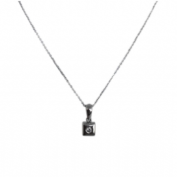 14K white gold square shapped pendant