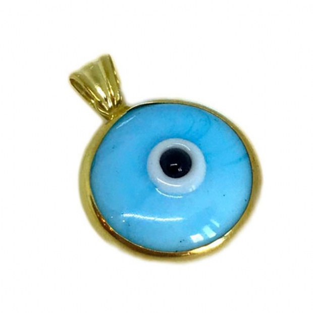 Turquoise evil eye 14Κ gold pendant