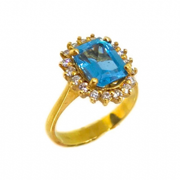 Κίτρινο χρυσό 18K δαχτυλίδι με τοπάζι και διαμάντια