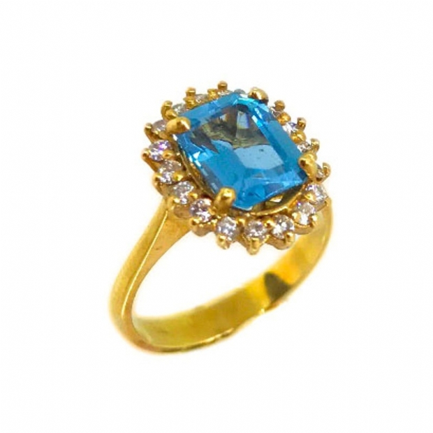 18Κ yellow gold with topaz and diamonds