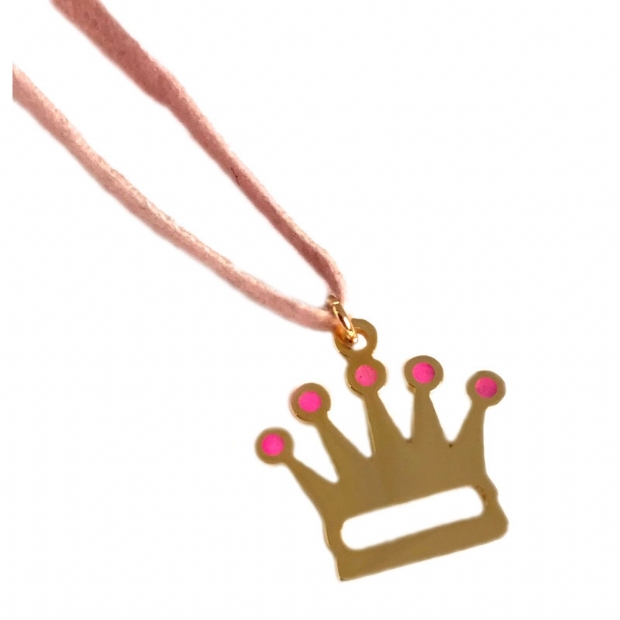 14Κ yellow gold crown pendant with enamel