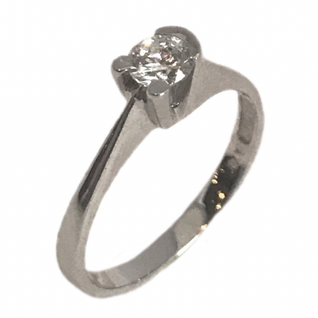 14Κ white gold one stone engagement ring with cubic zirconium