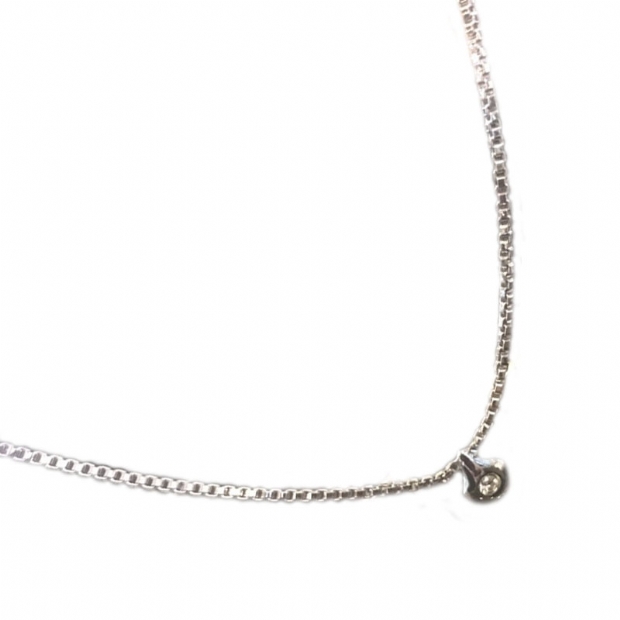 One stone silver 925 goldplated pendant with colourless cz adjusted at 40cm length chain
