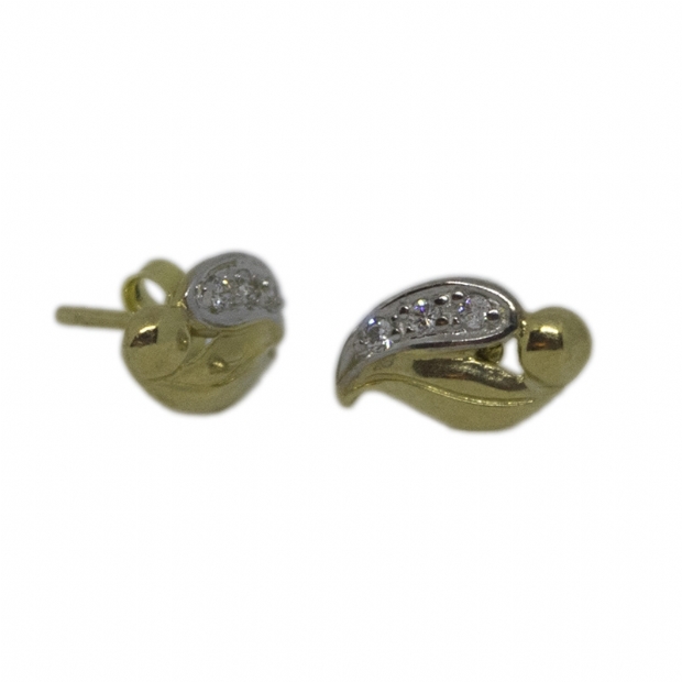 14K yellow gold stud earrings with colourless cubic zirconium 