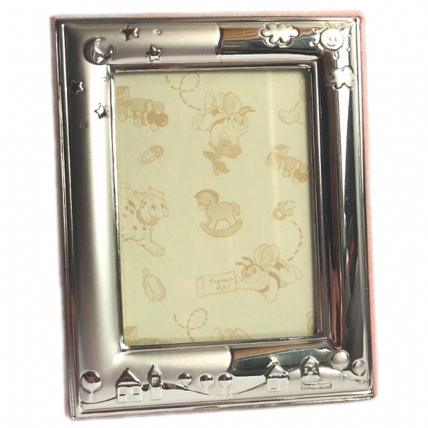 Silver 925 children's photo frame with small houses decoration for girls