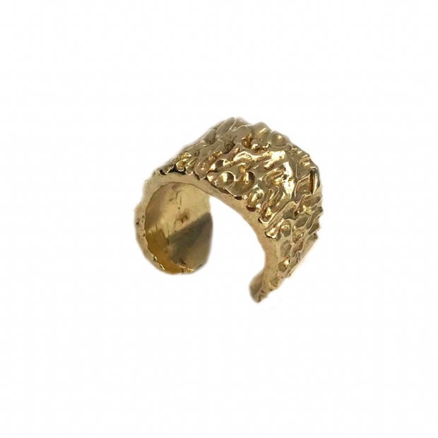 Silver 925 solid gold plated ring with vein-like inlay patterns open for sizing