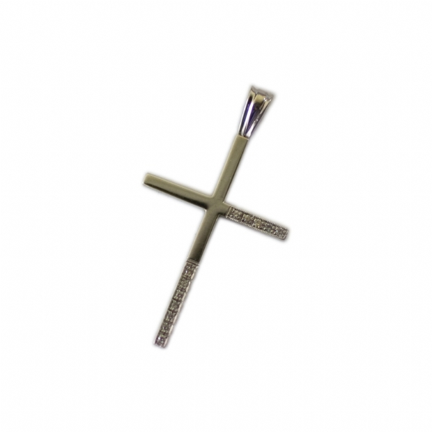 18K white gold cross with colourless round brilliant diamonds