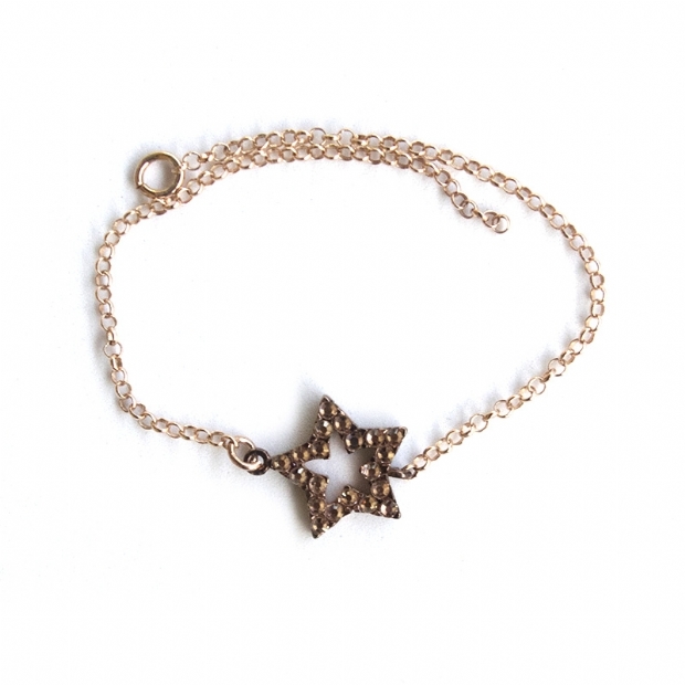 Star decorated rose gold plated silver 925 bracelet