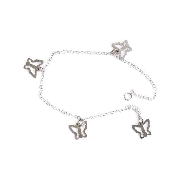 Silver 925 charm bracelet with dazzling butterflies decoration