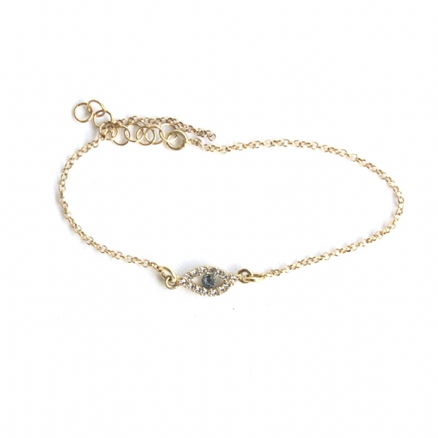 Silver 925 yellow gold plated bracelet with stone set evil eye decoration