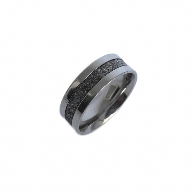 Men's wide wedding ring with special textured  decoration in the middle 